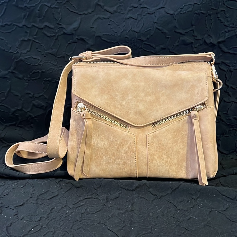 Tan Fashion Zippered Crossbody